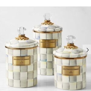 McKenzie Childs sterling check canister set.